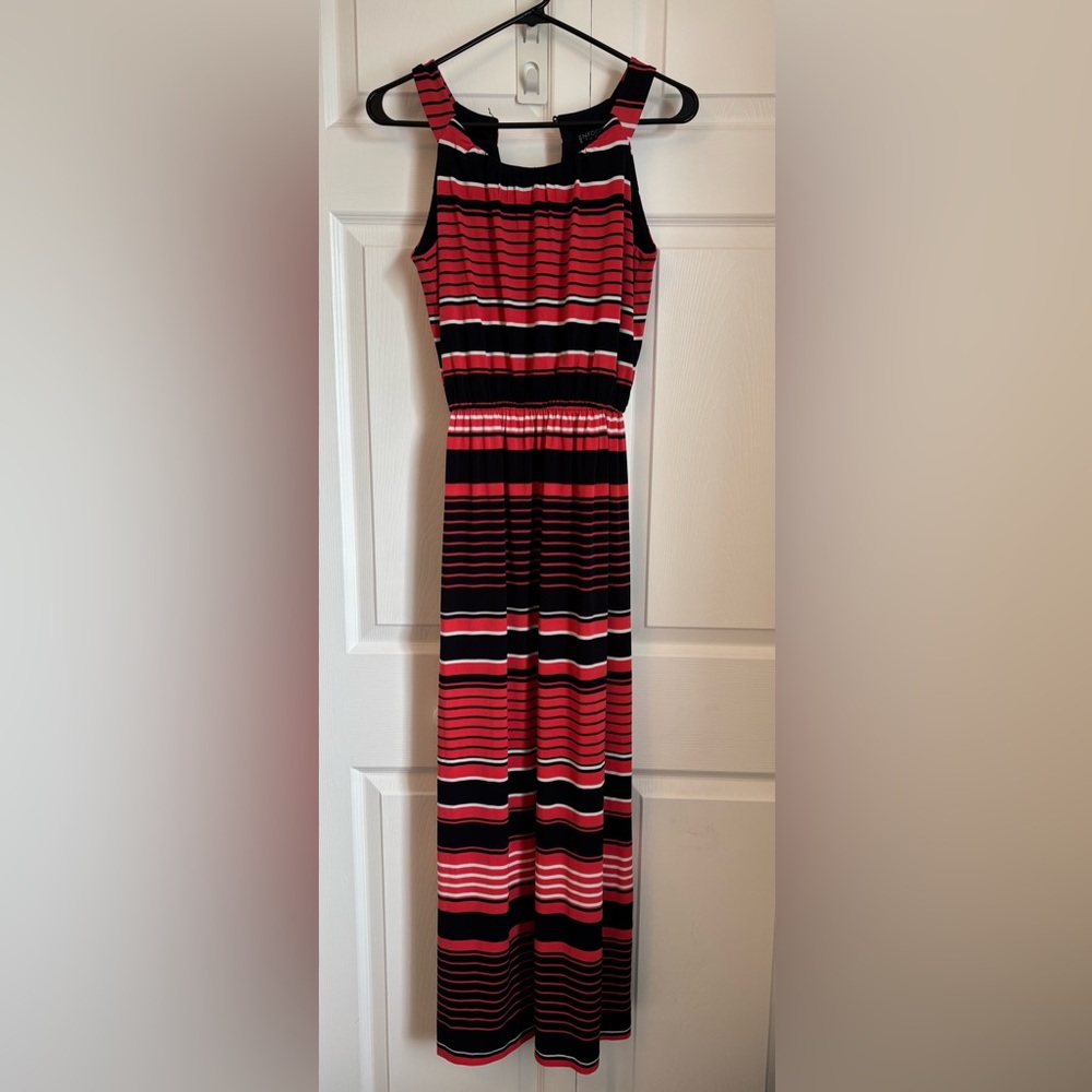 Pink and Blue Striped Maxi Dress